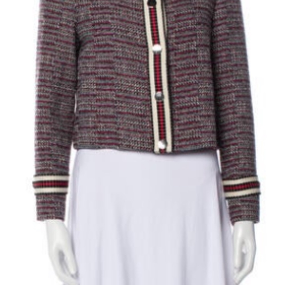 Maje Red and Black Tweed Blazer